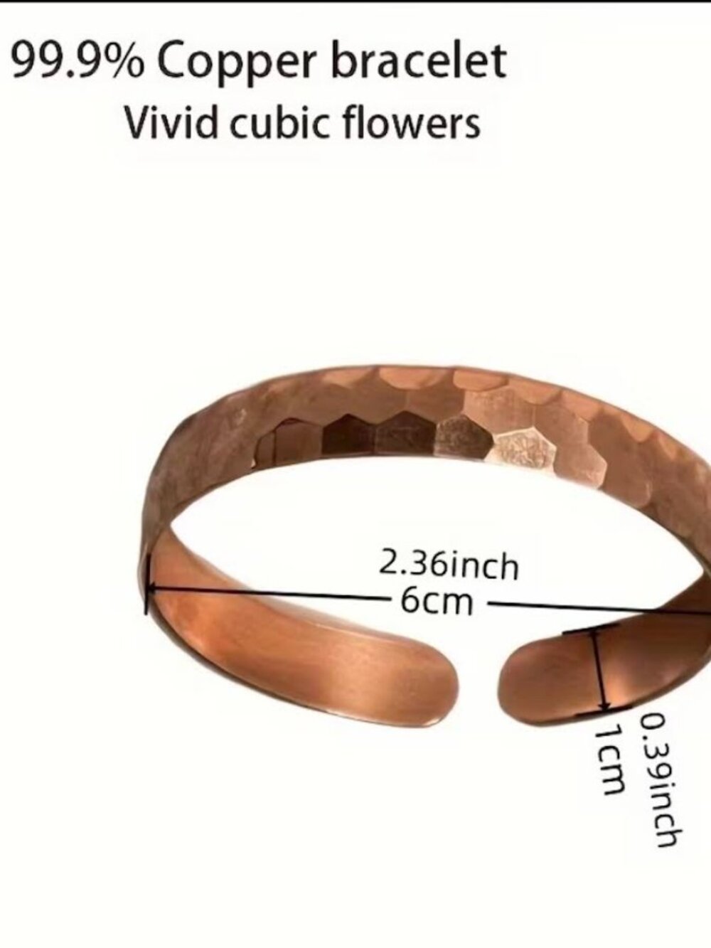Copper Bracelet 99.9% Purple copper Size 2.36inc/6cm